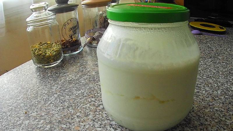 Slight separation is a good sign that the kefir is ready